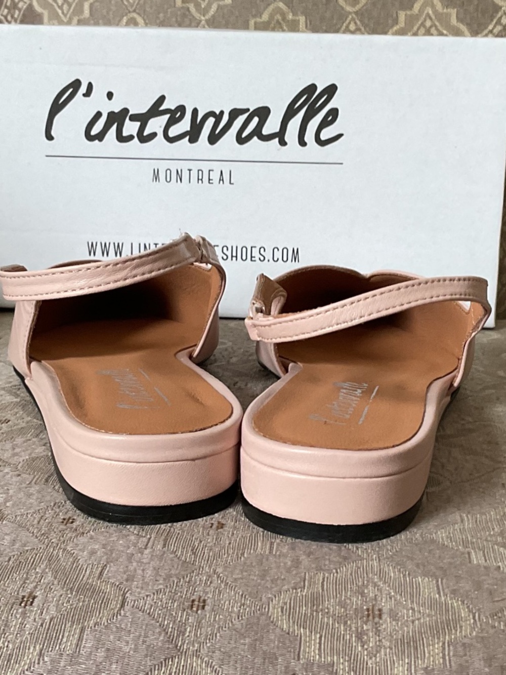 L'Intervalle Jubilant Nude Leather Sling-Back Flats - Picture 4 of 9